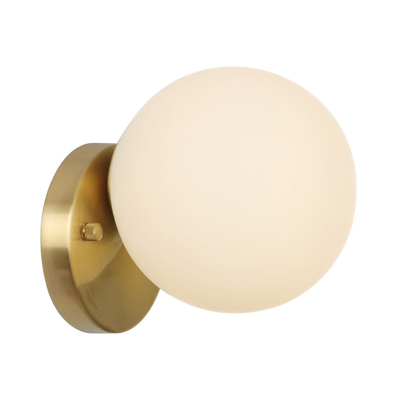 Brass 1-Light Wall Lamp Fixture Antique Frosted White Glass Tulip Shade/Cylinder Wall Mount Light with Arm