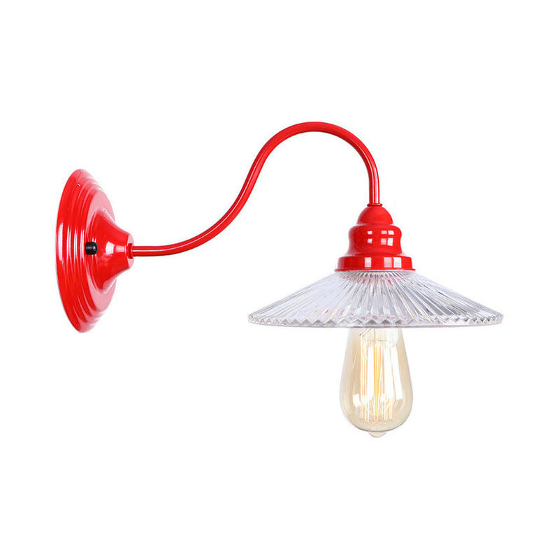 Iron Red Wall Light Kit Gooseneck 1 Bulb Loft Style Wall Lighting with Cone/Sphere/Bell Clear Glass Shade