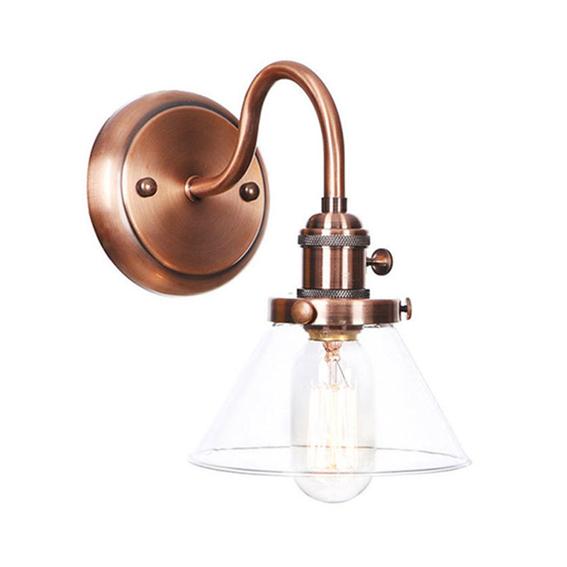 Iron Copper Finish Wall Light Conic/Diamond/Ball Shade Single Factory Wall Mount Reading Lamp with Swing/Gooseneck Arm