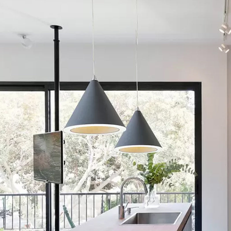 Macaron Cone LED Pendule Light Light Aluminium Table Plafond Plafant Pride en gris / blanc / rose
