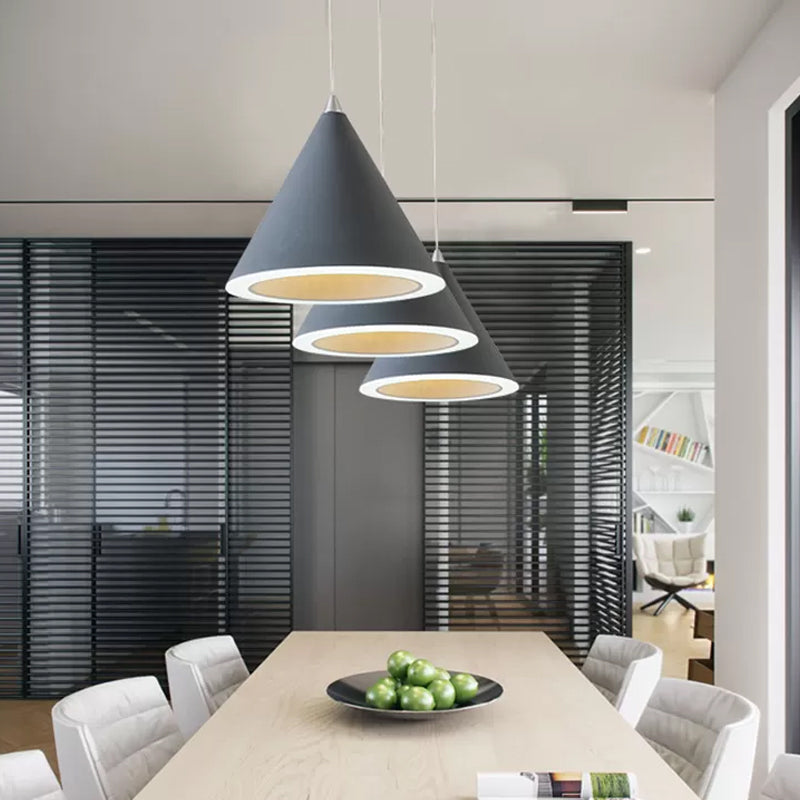 Macaron Cone LED Pendule Light Light Aluminium Table Plafond Plafant Pride en gris / blanc / rose