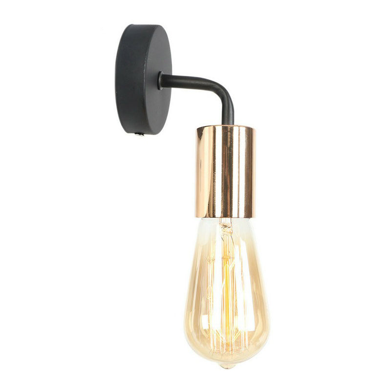 Shadeless Garage Wall Mount Lamp Industrial Style Metal Single Rose Gold/Gold/Chrome Wall Lighting with Curved Arm