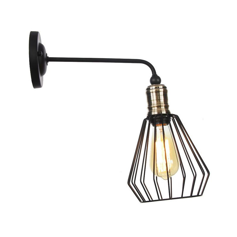 Rustikale Glocken-/Kugel-Käfig/ausgestellte Wandleuchte 1-Licht-Eisenwandlampenlampe in Schwarz zum Ding-Raum