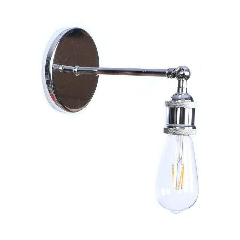 Chrome Finish 1-Light Wall Light Kit Industrial Iron Cone/Saucer/Shadeless Swivelable Reading Wall Lamp