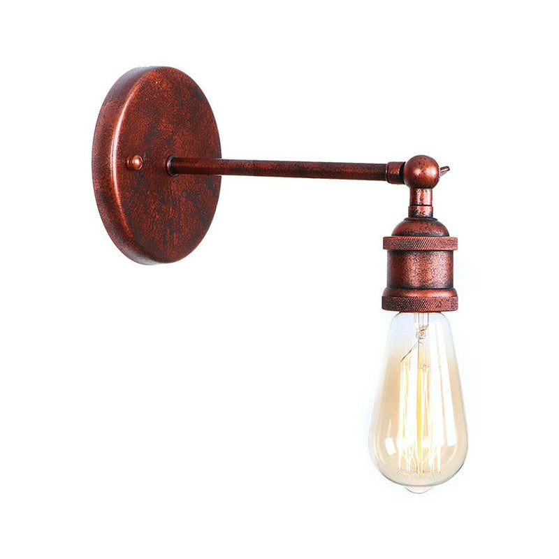 Single-Bulb Iron Rotating Wall Lamp Farmhouse Rust Mesh Bowl/Cone/Horn Living Room Wall Mount Lighting Fixture