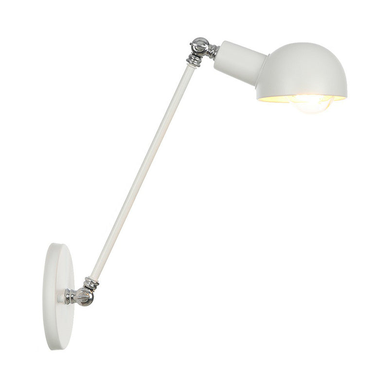 1 Glühbirnenkuppel Schatten Task Wandbeleuchtung Industrielles weißes Eisenwandmontage Licht mit Schwungarm, 8 "/12" breit
