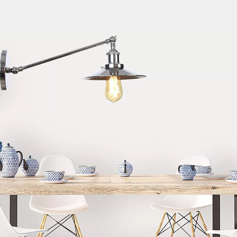 Sauceau simple / lampe murale en forme de corne Fumple d'éclairage mural en fer poli avec un bras oscillant de 8 "/ 12" de largeur