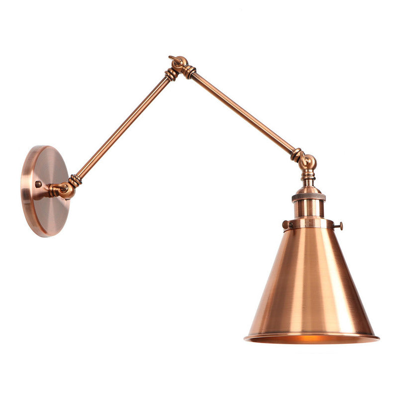 6 "/ 8" L 2-Joint Bran Swing Iron Mur Mur industriel 1 Bulbe Studio Tâche lampe murale avec nuance de cône en bronze / cuivre