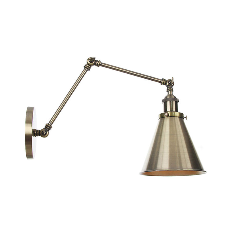 6 "/8" L Luce murale di ferro a 2 giunto a 2 giunto Luce industriale 1 Studio Bulbo Studio Lampada a parete con cono in bronzo/rame