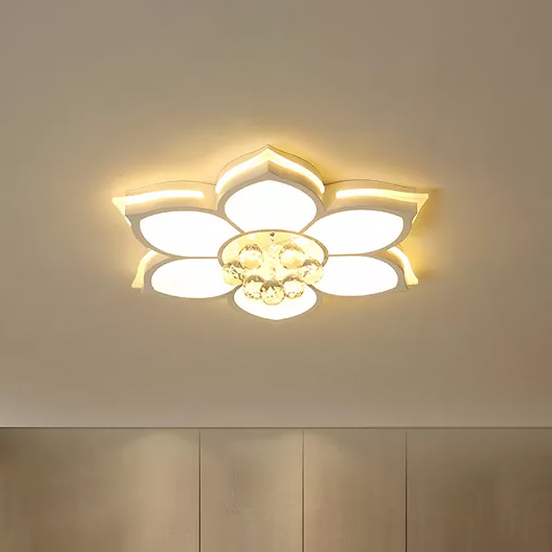 Plafoniera da incasso a fiore bianco Simplicity Lampada da incasso a LED in acrilico con gocciolina di cristallo trasparente