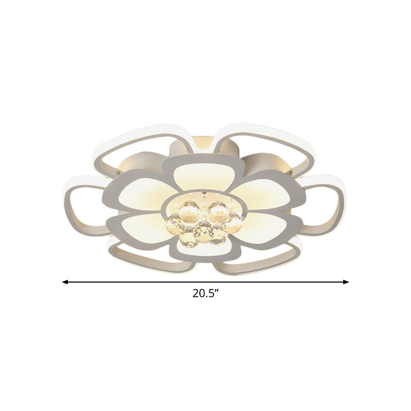 Acrylic Petal Flush Mount Light Fixture Simple 20.5"/27" W LED White Ceiling Lamp in Warm/White Light with Round Design