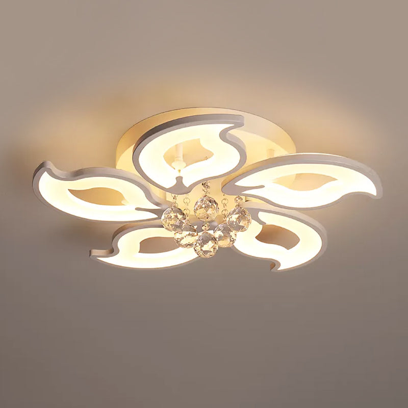 Moderity LED Flush Mount White Flower Crystal Flush Massimale Light Fixture con Acrilico Shade