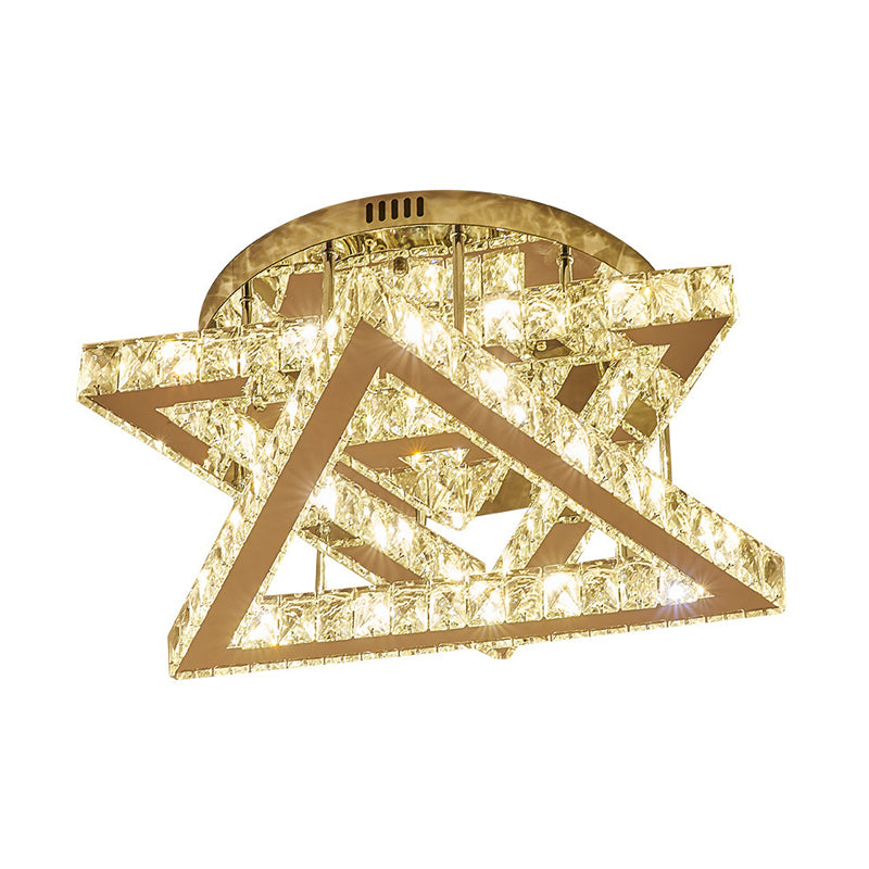 Clear Crystal Triangle Ceiling Fixture Modernity LED Flush Mount Lamp with Tiered Design for Bedroom