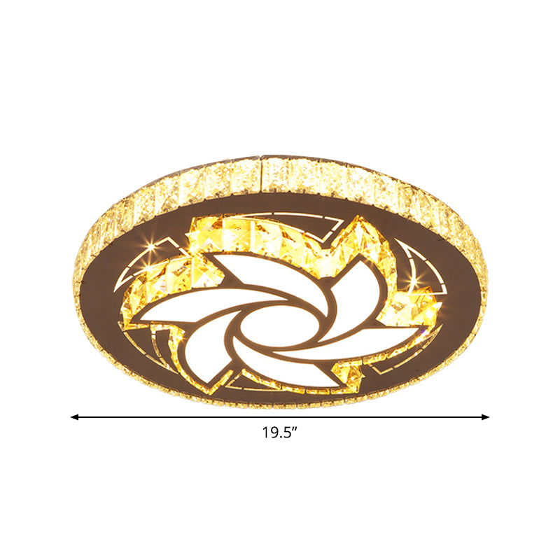 Spiral/Flower Flush Mount Lighting Contemporary Crystal LED Bedroom Ceiling Light Fixture in Stainless-Steel