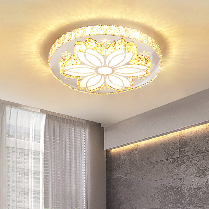 Spiral/Flower Flush Mount Lighting Contemporary Crystal LED Bedroom Ceiling Light Fixture in Stainless-Steel