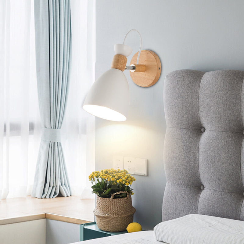 Camera da letto a forma di cupola luce parete metallica e lampada da parete in legno per macuon