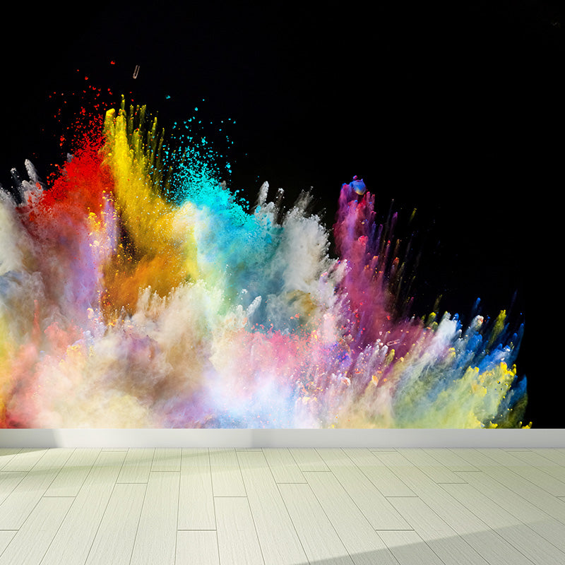 Huge Rainbow Explosion Mural Decal Modern Novelty Abstract Wall Art in Multi Color