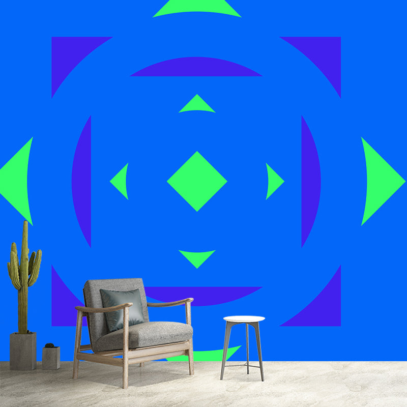 Contemporary Geometric Patterned Mural Non-Woven Waterproof Pastel Wall Art for Bedroom