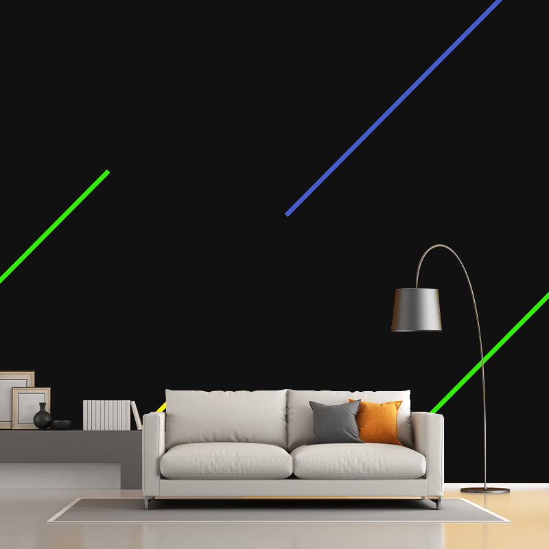 Contemporary Geometric Patterned Mural Non-Woven Waterproof Pastel Wall Art for Bedroom