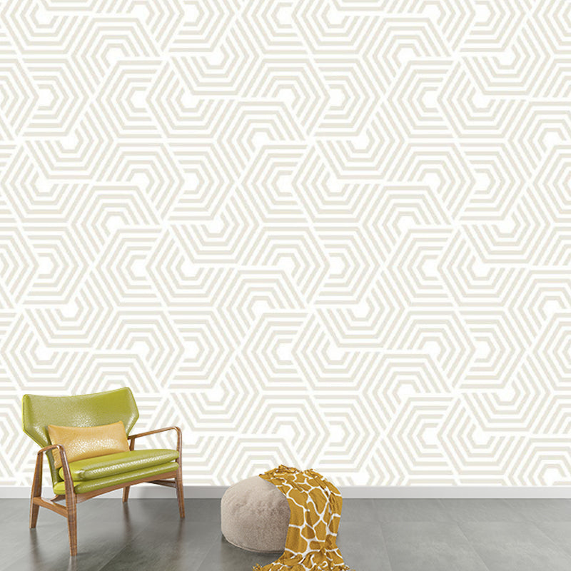 Hexagon Print Wallpaper Murals Simplicity Moisture Resistant Bedroom Wall Covering, Optional Size