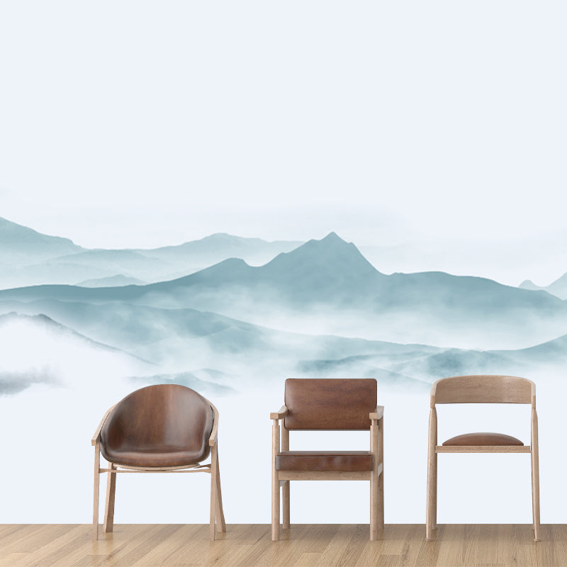 Whole Smoggy Mountain Wall Mural Moisture Resistant Asian Living Room Wall Covering