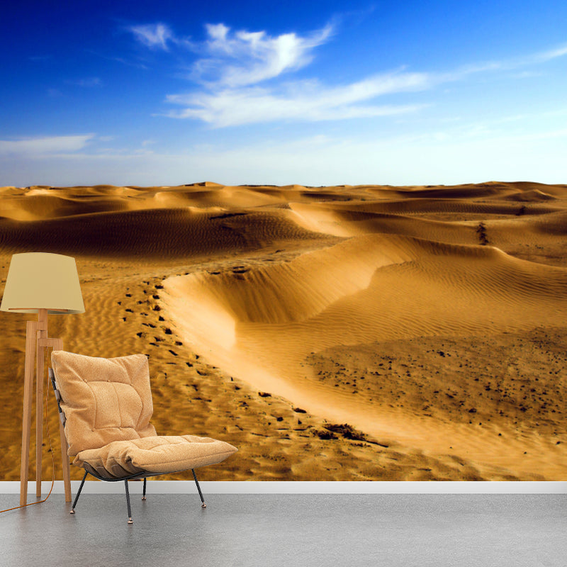 Yellow Desert Landscape Wallpaper Mural Stain-Resistant Wall Covering for Living Room