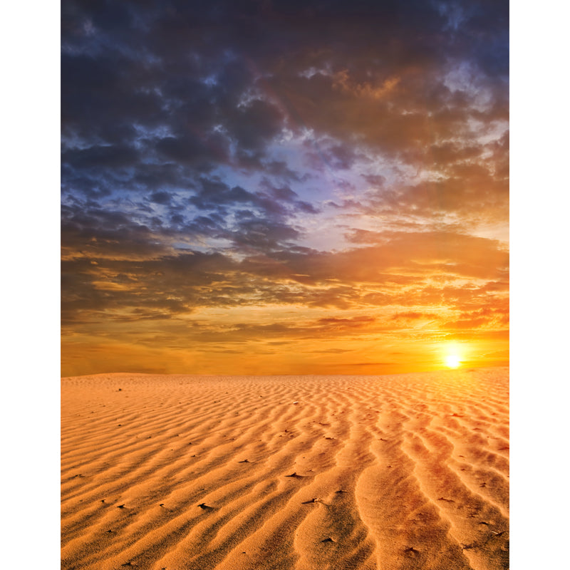 Big Sunset Desert Scenery Mural Decal Yellow Non-Woven Cloth Wall Art, Moisture Resistant, Custom Print