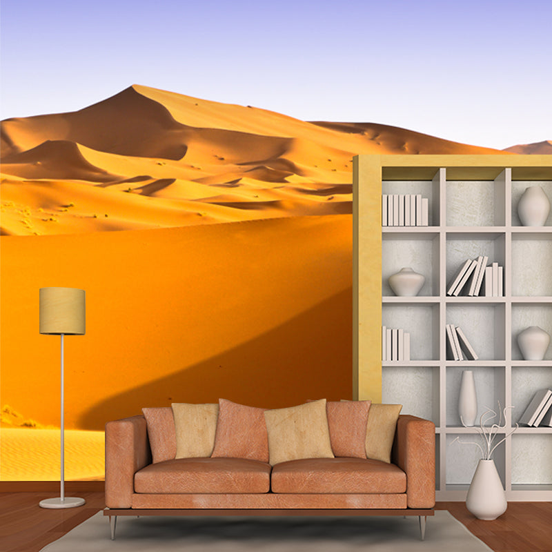Yellow Sundown Sand Dune Mural Wallpaper Stain-Resistant Modernism Sitting Room Wall Decor