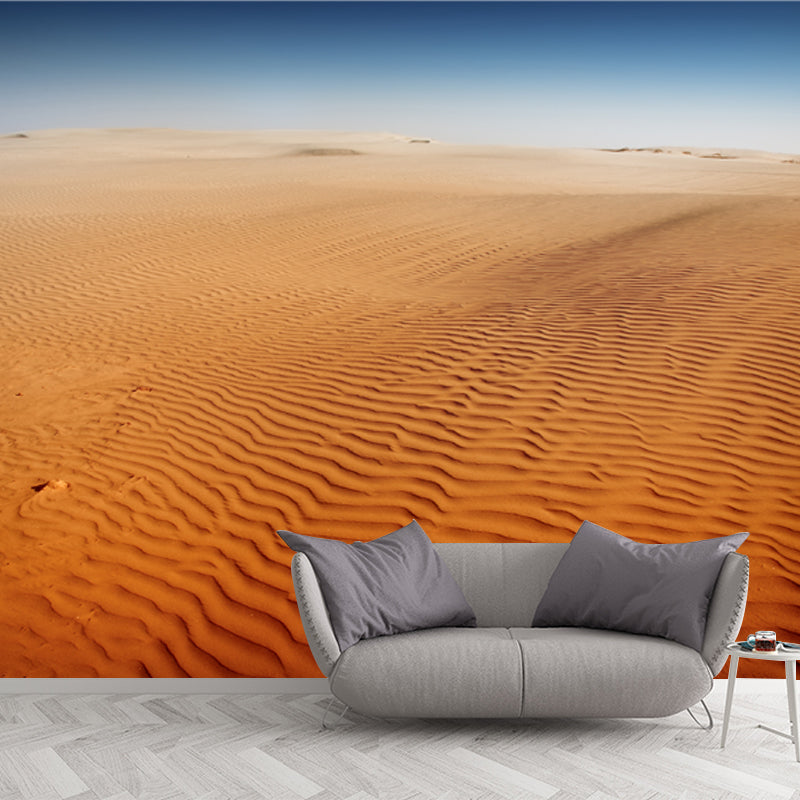 Desert Sand Waves Wall Mural Yellow Contemporary Wall Covering for Accent Wall, Made to Measure
