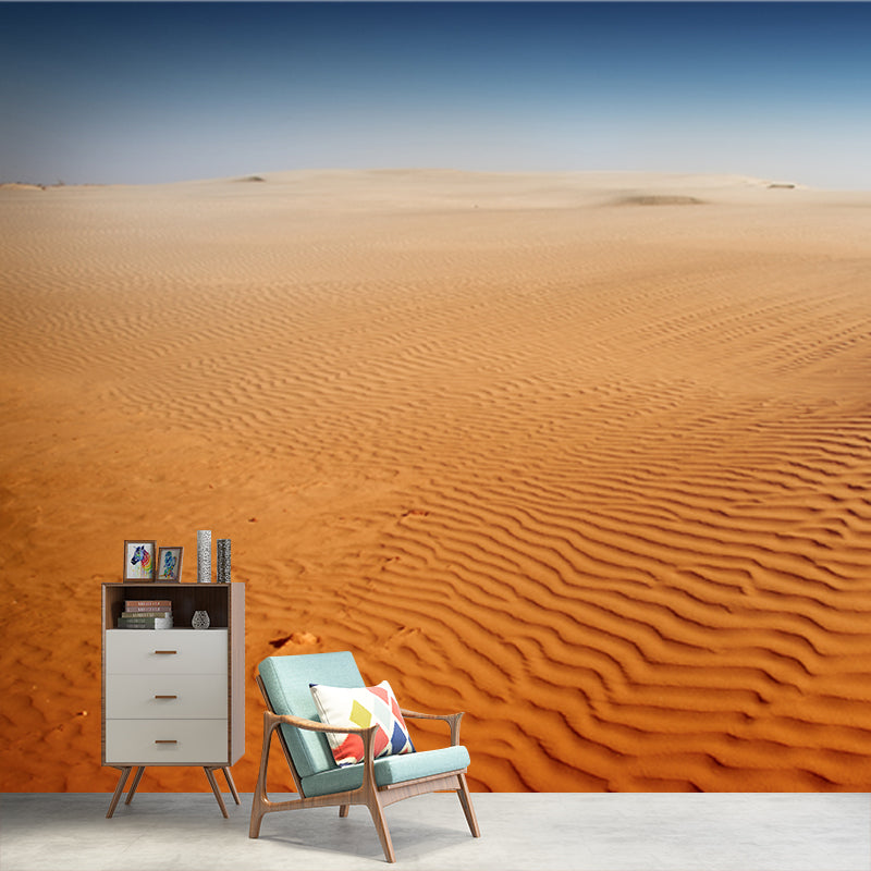 Desert Sand Waves Wall Mural Yellow Contemporary Wall Covering for Accent Wall, Made to Measure