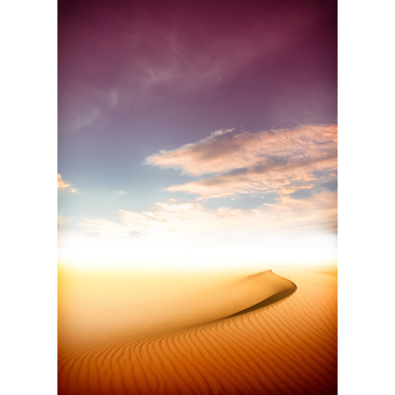 Desert and Sky View Mural Modern Non-Woven Material Wall Art in Yellow for Dining Room