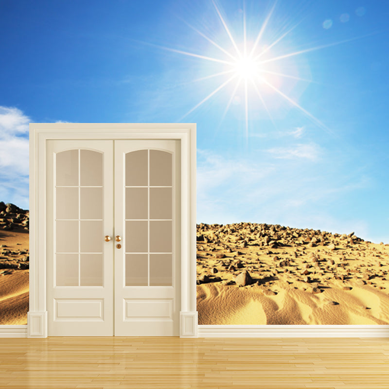 Non-Woven Waterproof Mural Modern Desert with Noon Sunlight View Wall Decor for Dining Room