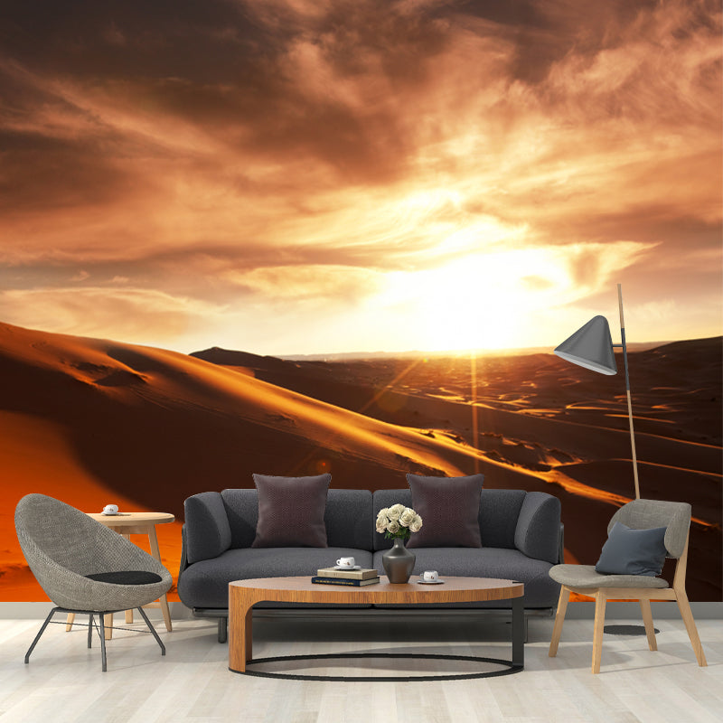Customized Photography Modern Mural with Evening Sunshine over Desert Scenery in Yellow