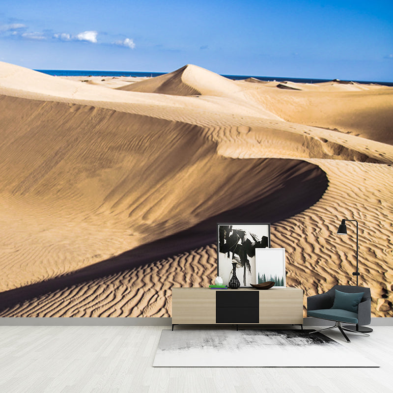 Coastal Desert Dune Wall Mural Yellow and Blue Modernism Wall Art for Family Room