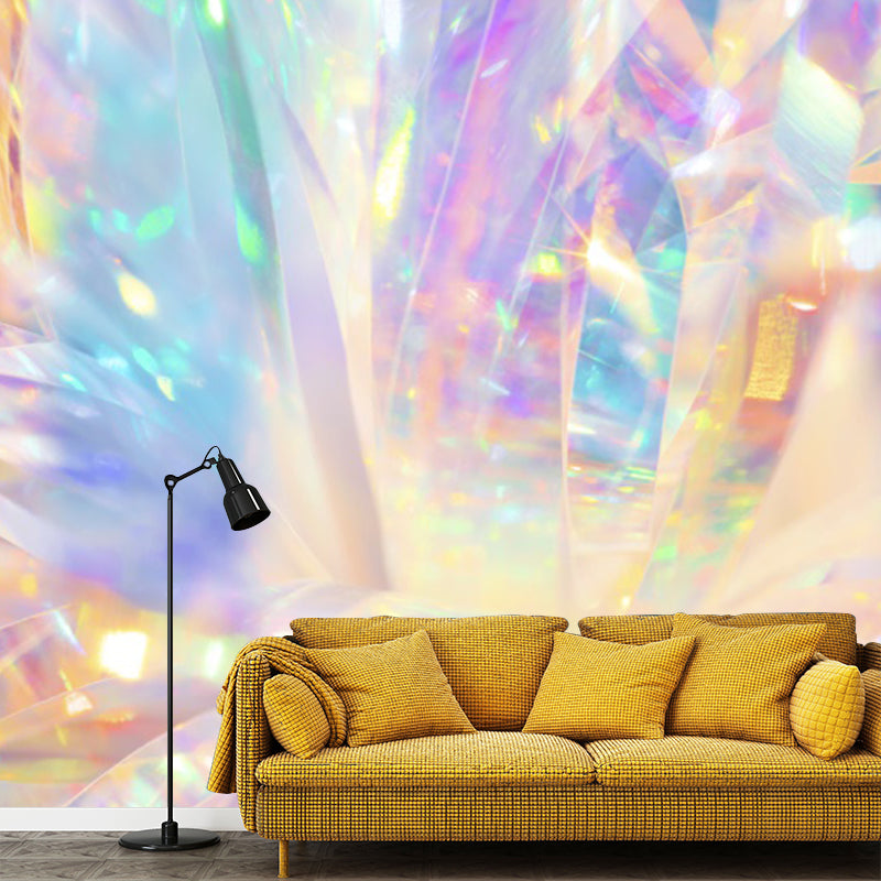 Yellow Abstract Pattern Wall Mural Moisture Resistant Modern Bathroom Wall Covering