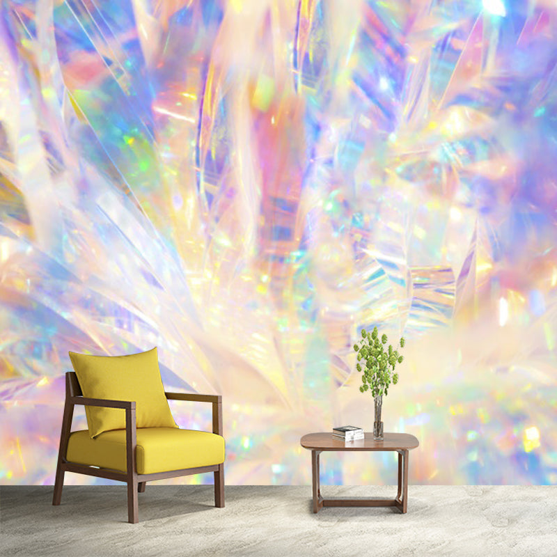 Huge Holographic Pattern Mural Yellow Non-Woven Wall Art for Home Decor, Personalised