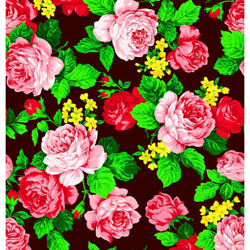 Romantic Floral Printed Mural Decal for Living Room, Pink, Custom Size Available