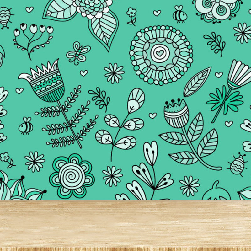 Diverse Flowers Print Wall Mural for Dining Room Florentine Wall Decor, Customised