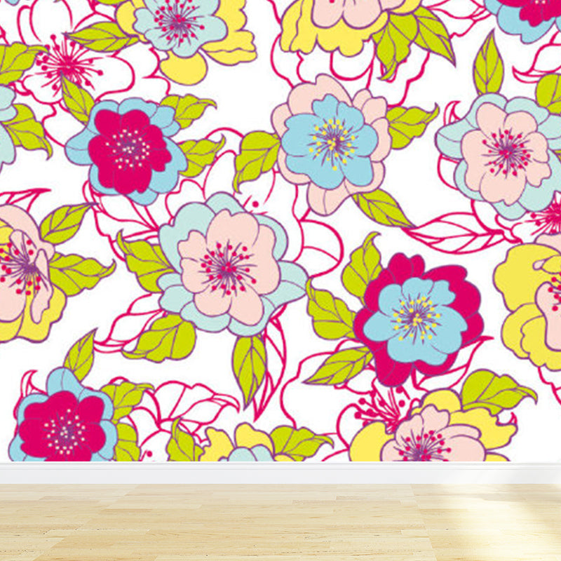 Diverse Flowers Print Wall Mural for Dining Room Florentine Wall Decor, Customised