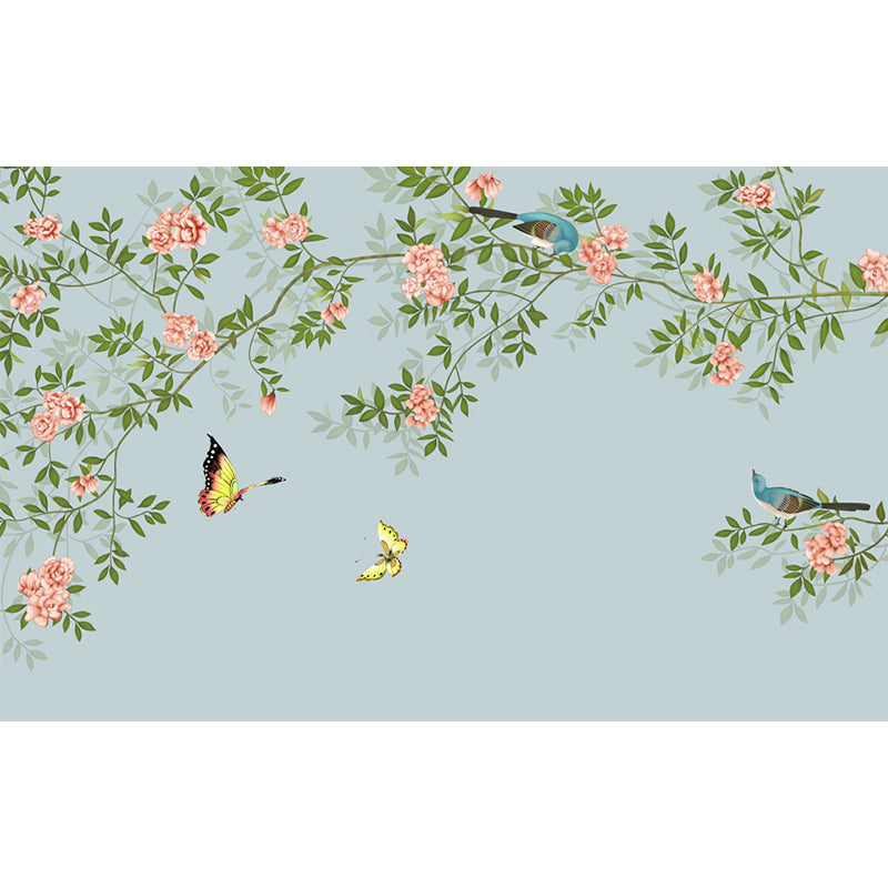 Autocollant Mural au Design Floral vif, décoration murale moderne en matériau non tissé de couleur claire