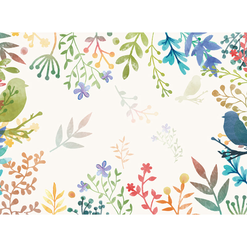 Botanical Mural Wallpaper Pastel Color Contemporary Wall Covering for Living Room
