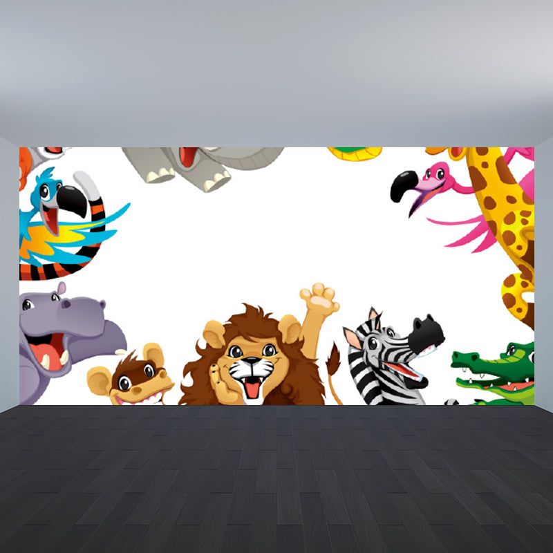 Non-Woven Decorative Mural Children's Art Cartoon Animals Wall Decor, Custom Printed