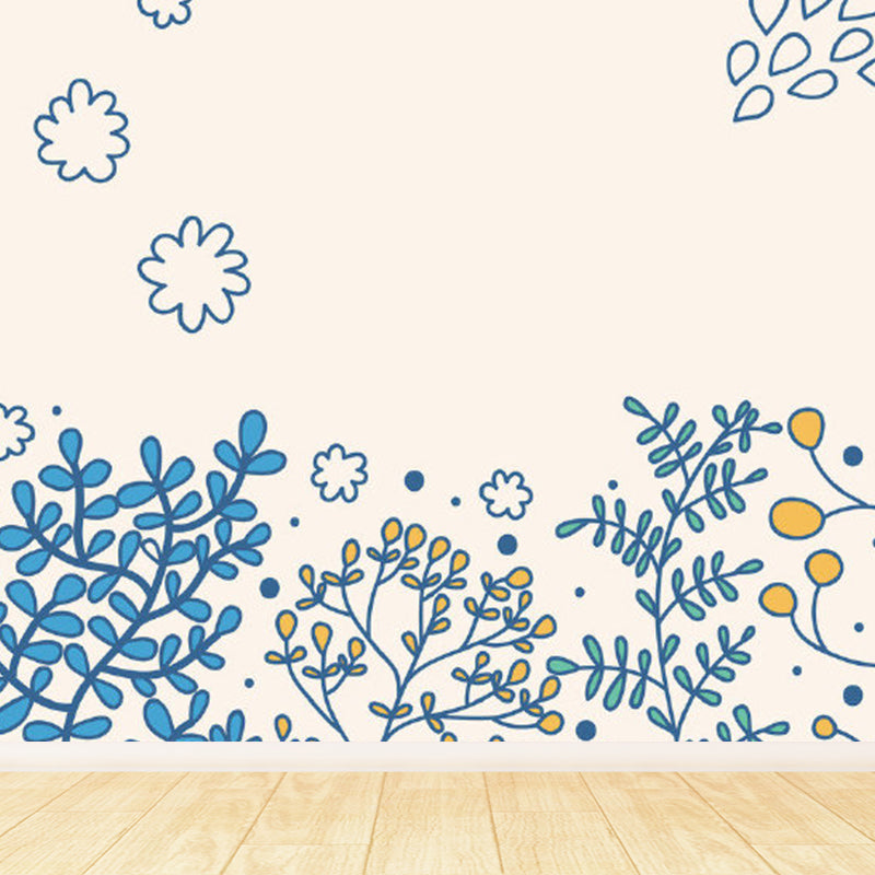 Contemporary Flower Print Mural Pastel Color Florentine Wall Art, Made to Measure