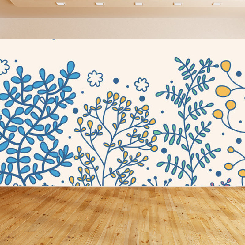 Contemporary Flower Print Mural Pastel Color Florentine Wall Art, Made to Measure