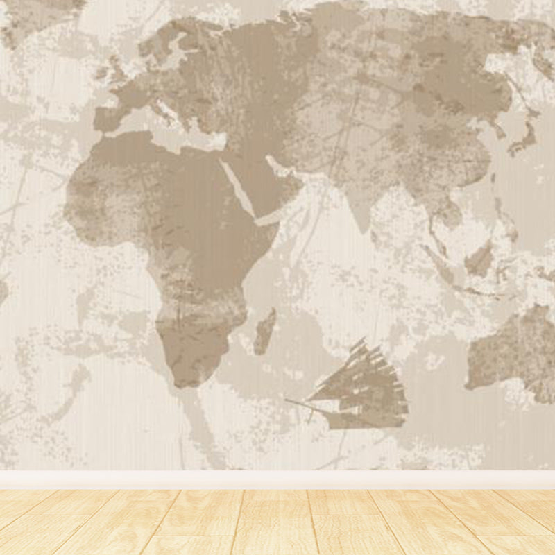 Full Size Illustration Modern Mural Wallpaper with Various World Map in Light Color