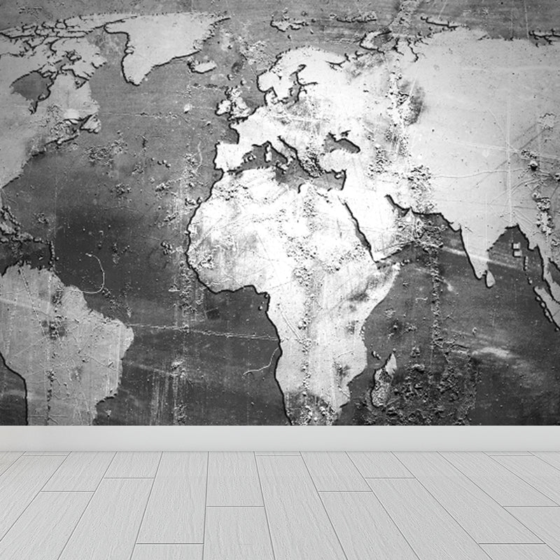 Full Size Illustration Modern Mural Wallpaper with Various World Map in Light Color