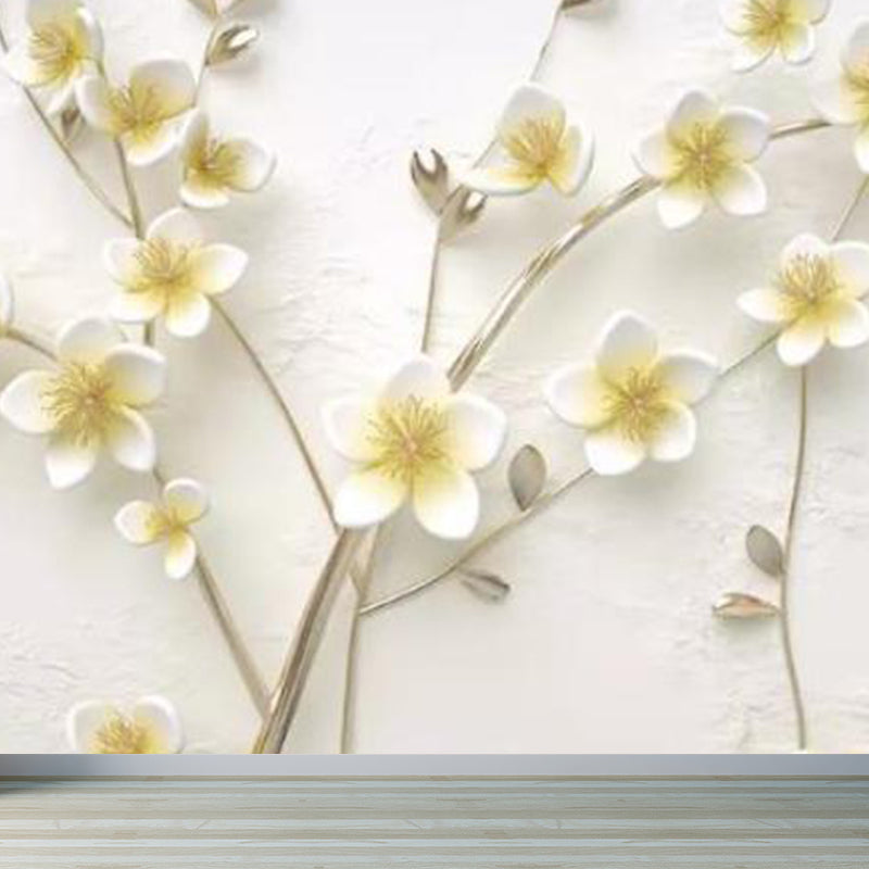 Soft Color Blossom Mural Wallpaper Flower Modern Washable Wall Covering for Kitchen
