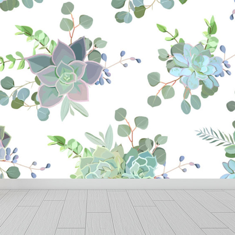 Pastel Color Flower Print Mural Wallpaper Moisture-Proof Wall Art for Dining Room