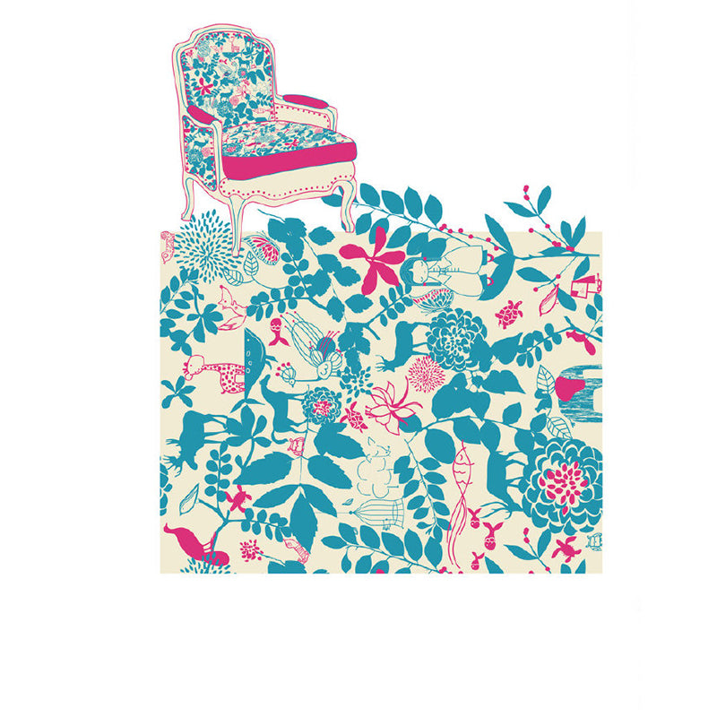 Pastel Color Flower Print Mural Wallpaper Moisture-Proof Wall Art for Dining Room