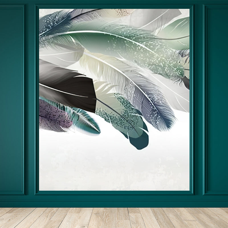 Illustration Style Botanical Wall Mural Giant Wall Covering for Dining Room, Custom